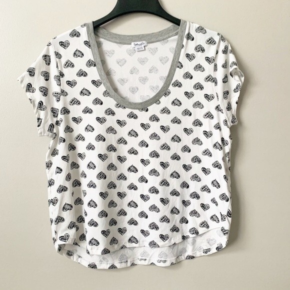 Splendid Scoopneck Heart Graphic Pajama Top Tee Size Large - Picture 1 of 5